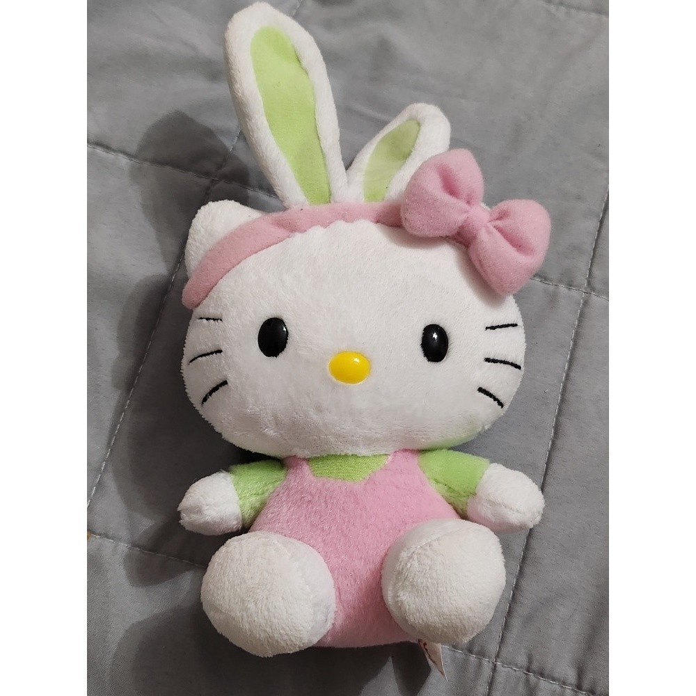 Ty Sanrio Hello Kitty Pink Green Bunny Easter Plush Stuffed Animal Beanie Baby